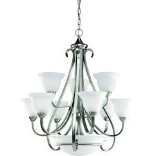Progress Lighting Torino 9 Light Brushed Nickel Chandelier With Etched Glass Shade