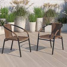 Patio Chairs Set Of 2 Brown Rattan