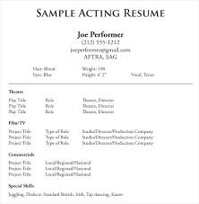 Beginner Actor Resume Sample Example Acting Template Spacesheep Co