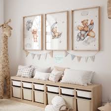 Teddy Bear Prints Nursery Decor Boys