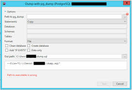 pg dump executable is missing ides