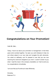 congratulations email for a promotion