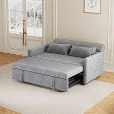 J E Home 84 In W Black Microfiber Plush Twin Size Contemporary Adjustable Sofa Bed 3 Seat Futon Sofa With Pillows And Storage Gray