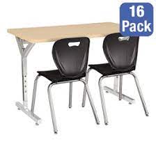 Student desks improving functionality of modern kids room design. Learniture Adjustable Height Y Frame Two Student Desk 18 Shapes Series School Chair Set Desks Chairs For 16 Students At School Outfitters