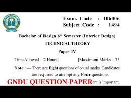 gndu bachelor of design 6th semester