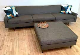 9 ft vine reupholstered gray sofa w