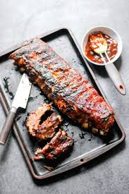 grilled bbq ribs on a gas grill