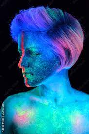 neon paints body art is blue