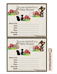 Free Printable Woodland Baby Shower Party Invitations