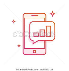 Mobile Phone Or Smartphone With A Message Growth Chart Icon Gradient Line Vector Illustration Isolated On White Background