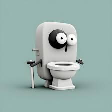 Funny Toilet Cartoon Style Simple Lines
