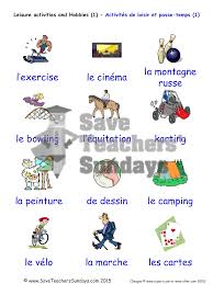 hobbies in french worksheets