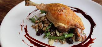 duck confit with cherry balsamic glaze