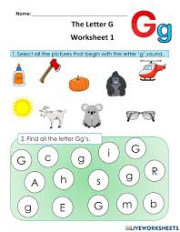 letter g worksheet 1 worksheet