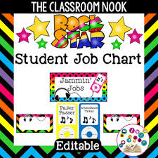 Rock Star Theme Student Job Chart Editable