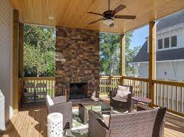 Screened Porch With Natural Stone