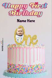 1st Birthday Cakes For Baby Girl With Name And Photo gambar png