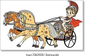 Cartoon Roman Chariot Art Print
