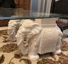 4 Cream Ornate Ceramic Elephant Stands
