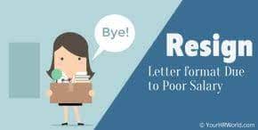 resignation letter due to low salary