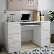 Finance from £8.98 a month 0% finance available. Computer Desk White High Gloss 6 Drawers Pc Dressing Table Home Office Cabinet Ebay