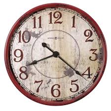 Red Distressed Wall Clock 625598