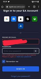 ea incorrect or expired credentials