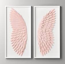 Pink Hand Folded Paper Angel Wing Art