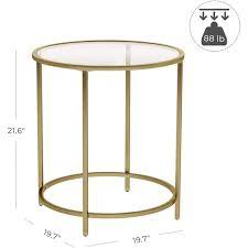 Vasagle Gold Glass Round End Table