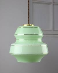 Mid Century Pendant Lamp In Green Glass