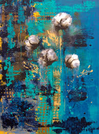 blue rain abstract painting decor