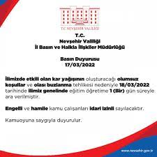 Nevşehir il genelinde okullar tatil edildi (18 Mart 2022 Cuma) - FİB HABER,  Nevşehir Haberleri