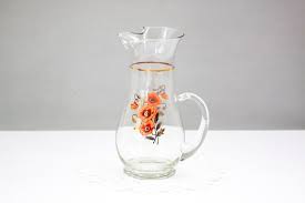 Vintage Glass Pitcher Clear Glass With