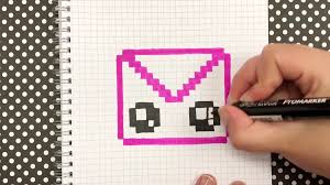 Coloriage et illustration d'une licorne kawaii en pixel art. Tuto Pixel Art Comment Dessiner Une Enveloppe Kawaii