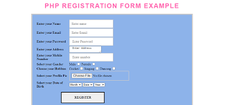 php registration form javatpoint