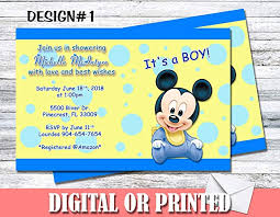 Mickey Mouse Baby Shower Boy Personalized Invitations More Designs Inside