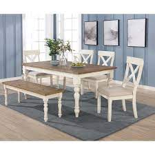 Connaught natural aged brown storage wood storage bench trunk. Prato Antique White Distressed Oak 6 Piece Dining Table Set Overstock 30933944