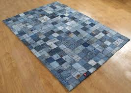 recycled denim patch work rug at best