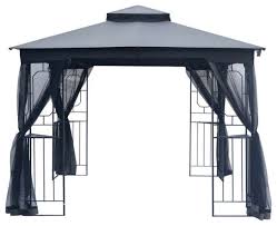 Outdoor curtains outdoor rooms outdoor living outdoor retreat gazebo curtains ceiling where to buy outdoor curtains? Outdoor Gazebo 10x10 Patio Gazebo With Mosquito Netting Gazebo Tent Transitional Gazebos By River Source Inc Houzz
