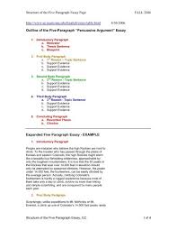 outline of the five paragraph essay