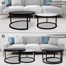 I don't know about you, but i always feel like i. Buy Round Coffee Tables 2 Round Nesting Table Set Circle Coffee Table With Storage Open Shelf For Living Room Modern Minimalist Style Furniture Side End Table Of Stable Black White Online In Indonesia