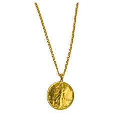 galt bro jewelers vine dollar coin curb link gold vermeil chain necklace american retro sterling silver