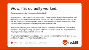Maybe you would like to learn more about one of these? Reddit Ad Runs Five Seconds But Makes Its Point Against Wall Street Deadline
