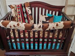 Boy Crib Bedding Aztec Minky And Cow