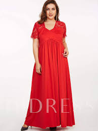 Plus Size Short Sleeve Lace Patchwork Womens Maxi Dress