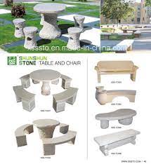 Various Garden Stone Tables And Chairs