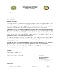 Consent letters to principals and teachers 6. Permission Letter To Conduct Survey Thesis Science