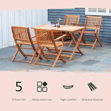 Outsunny 5 Piece Wood Patio Dining Set