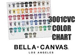 Bella 3001cvc T Shirt Color Chart