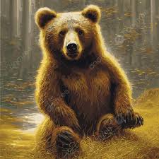 cute grizzly bear in the taiga vector